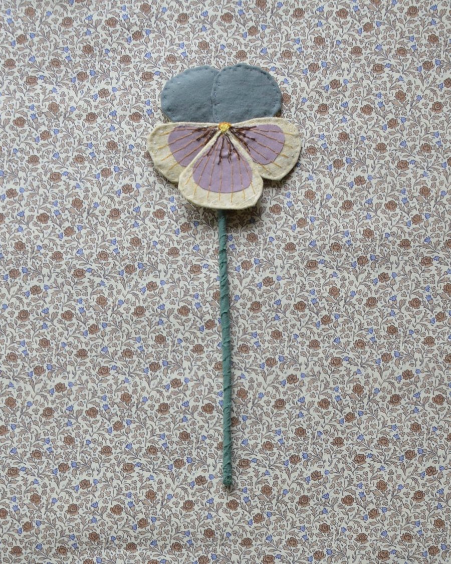 Image of Fabric Flower - Petrol and dusty purple, light yellow
