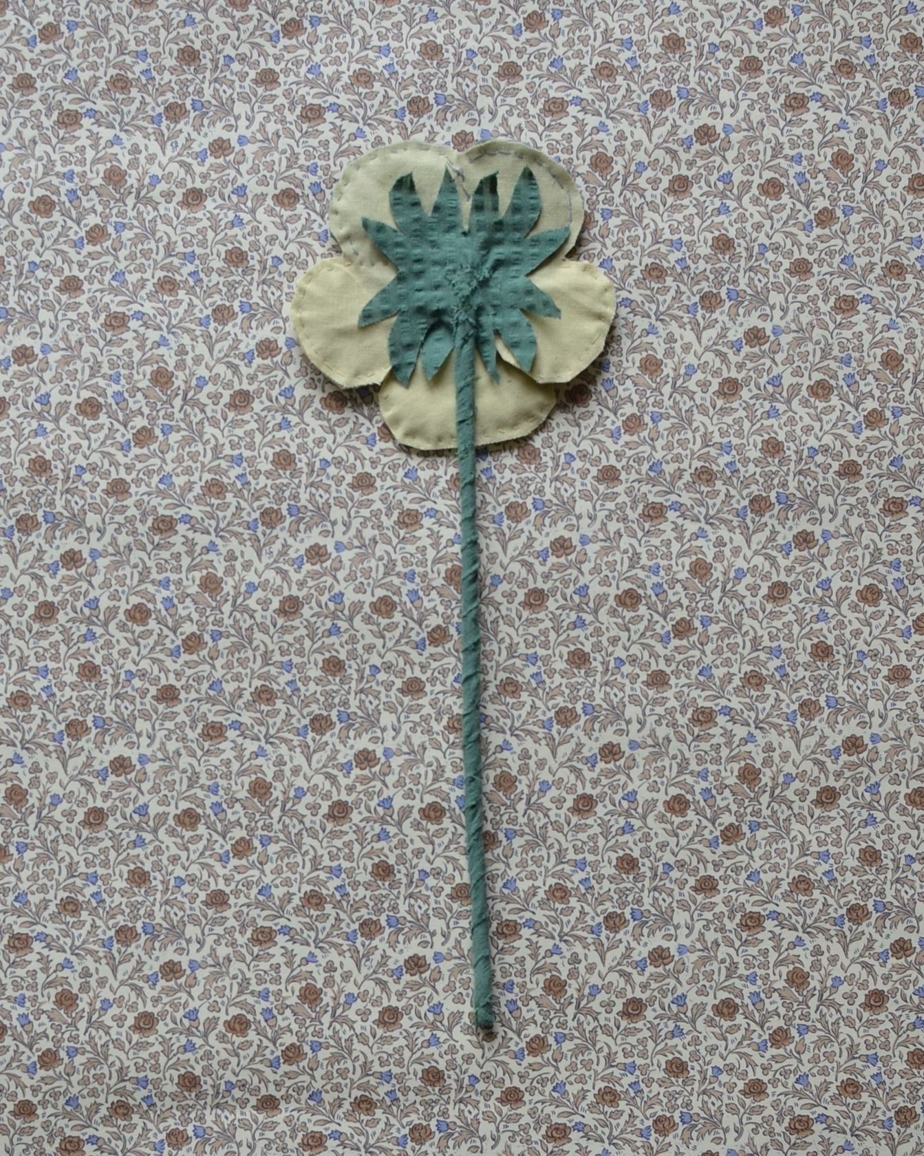Image of Fabric Flower - Petrol and dusty purple, light yellow