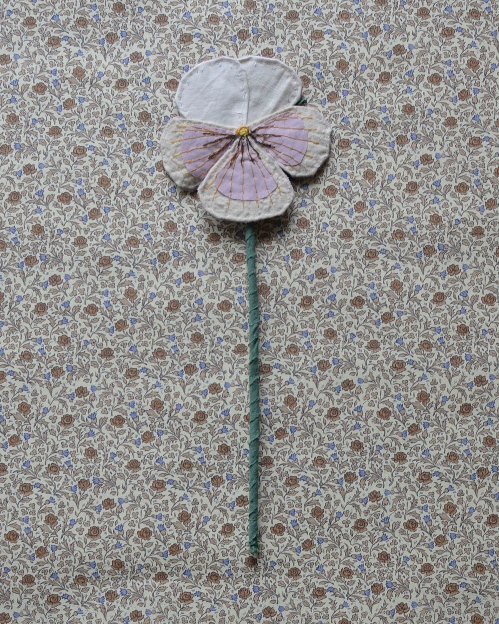 Image of Fabric Flower - Creame and light dusty purple