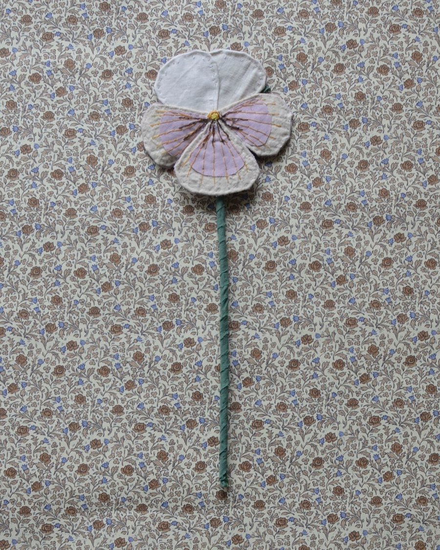 Image of Fabric Flower - Creame and light dusty purple