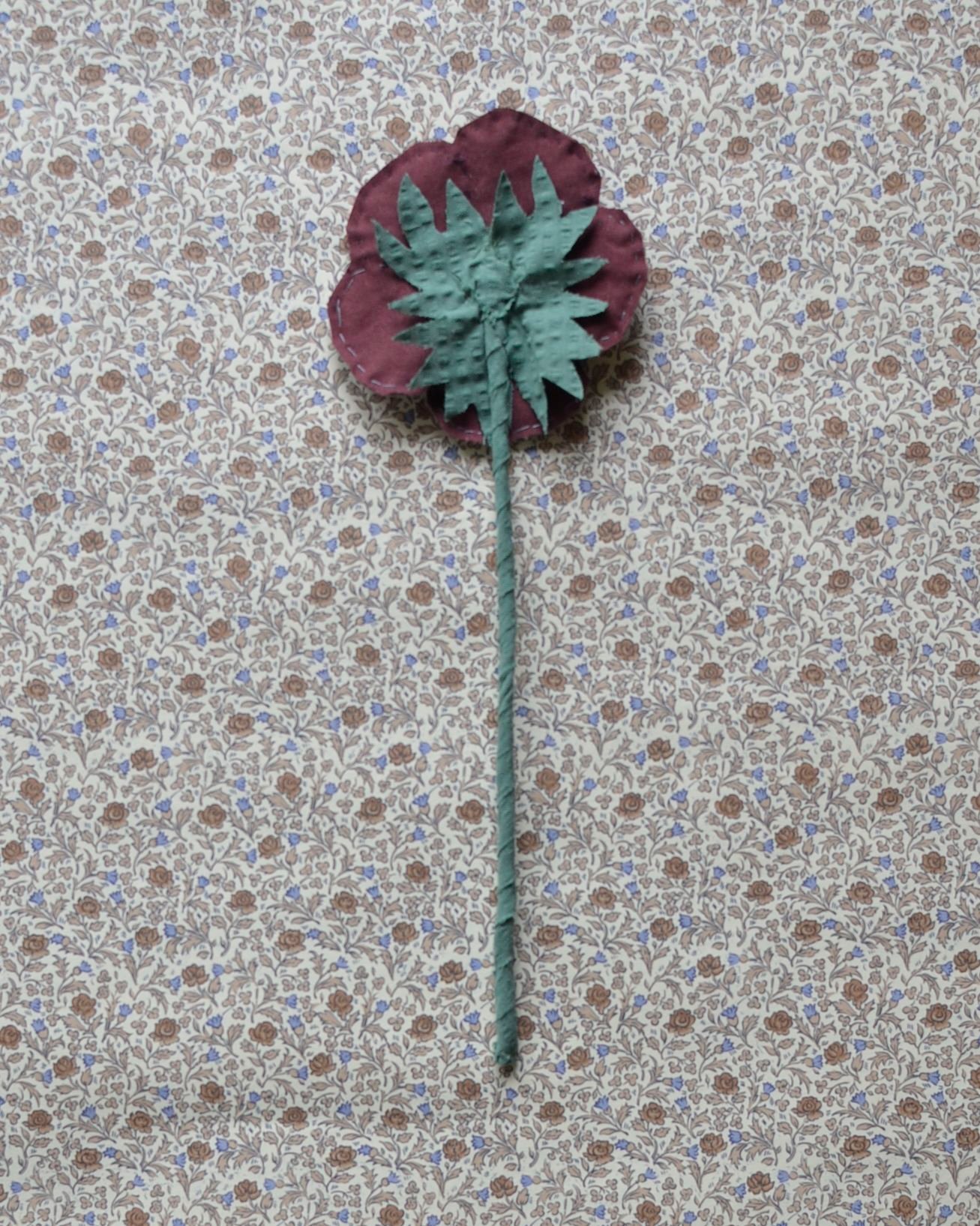 Image of Fabric Flower - Burgundy dusty rose purple and light brown