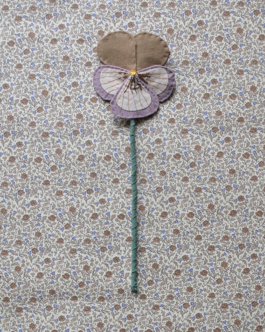 Image of Fabric Flower - Dark sand and dusty rose purple
