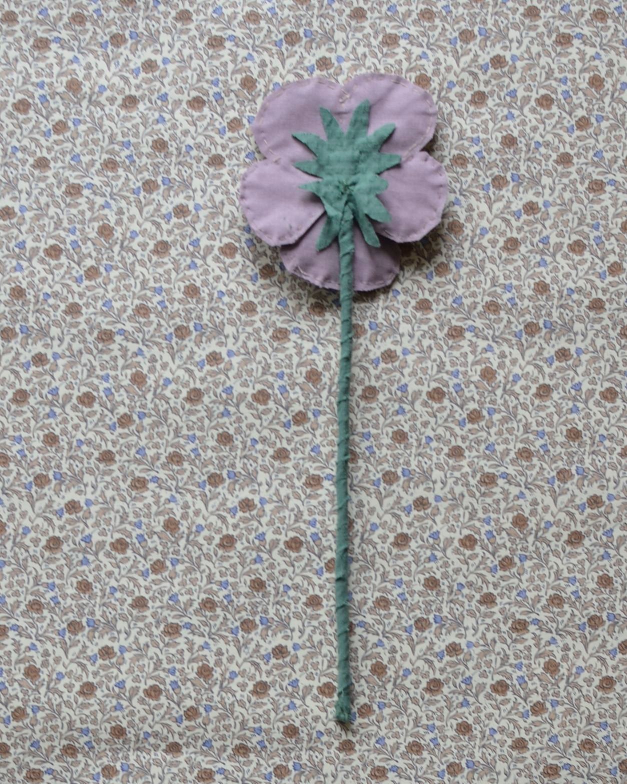Image of Fabric Flower - Dark sand and dusty rose purple