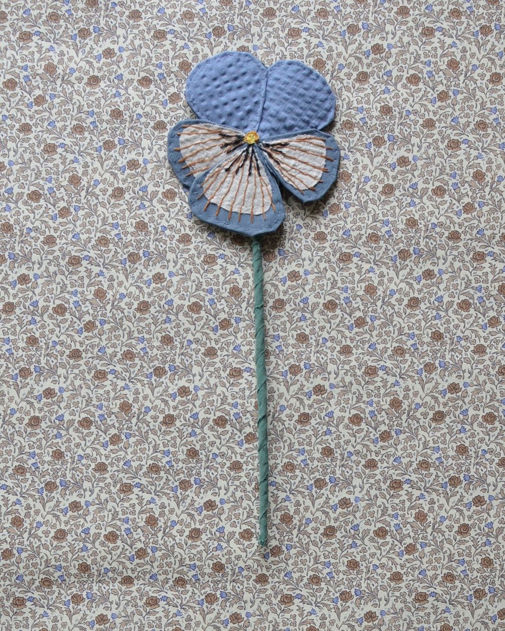 Image of Fabric Flower - Blue and putty