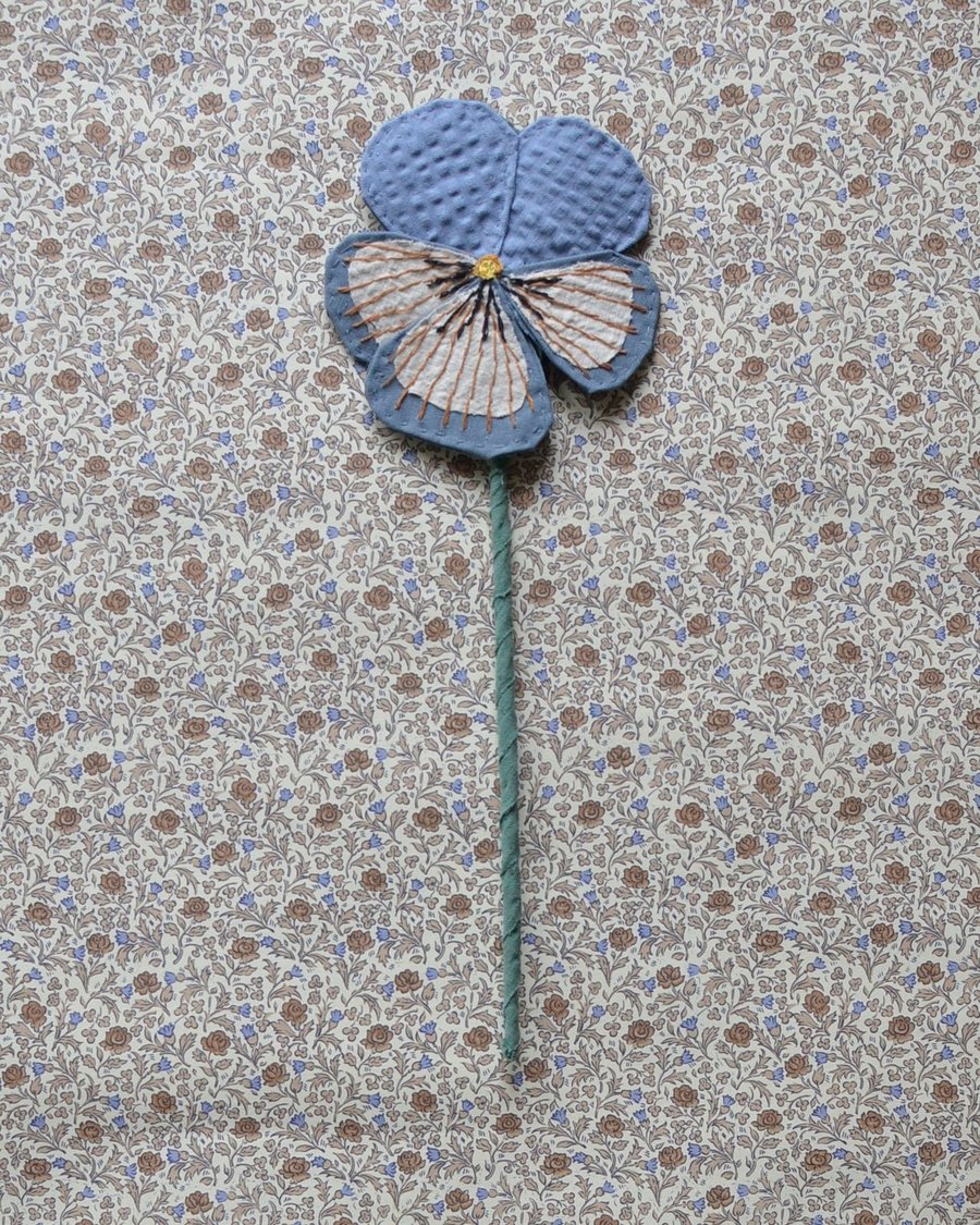 Image of Fabric Flower - Blue and putty