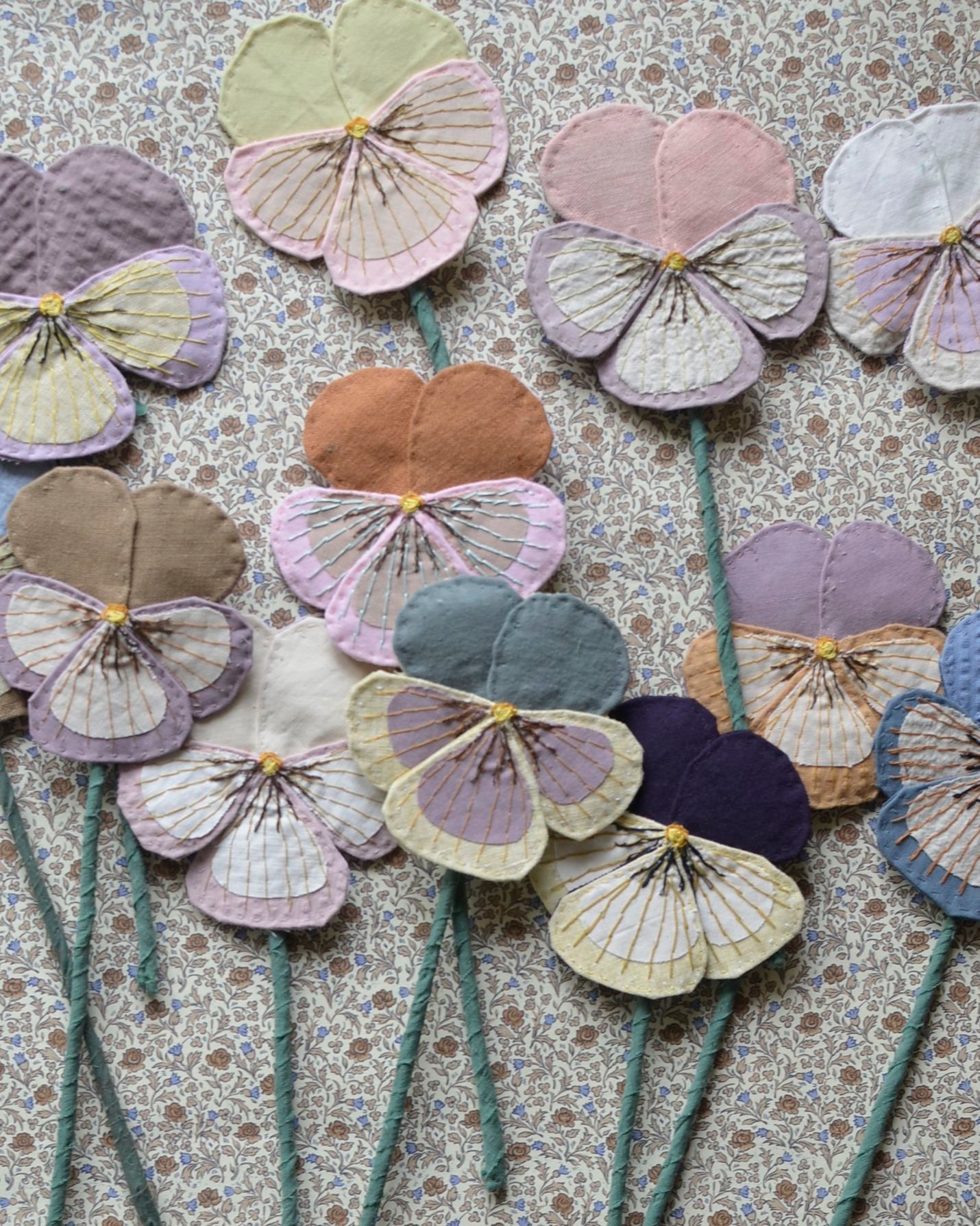 Image of Fabric Flower - Blue and putty