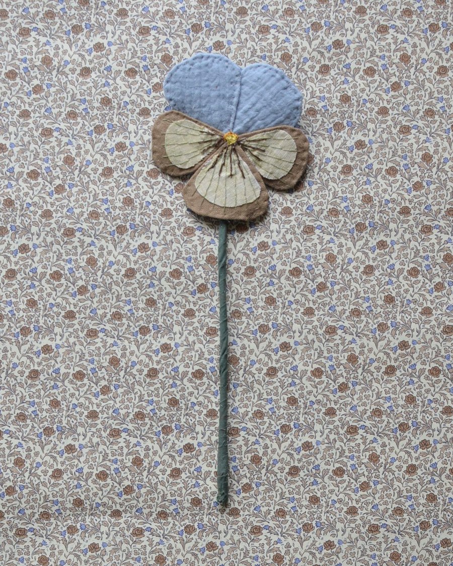 Image of Fabric Flower - Light blue, dark sand and light yellow