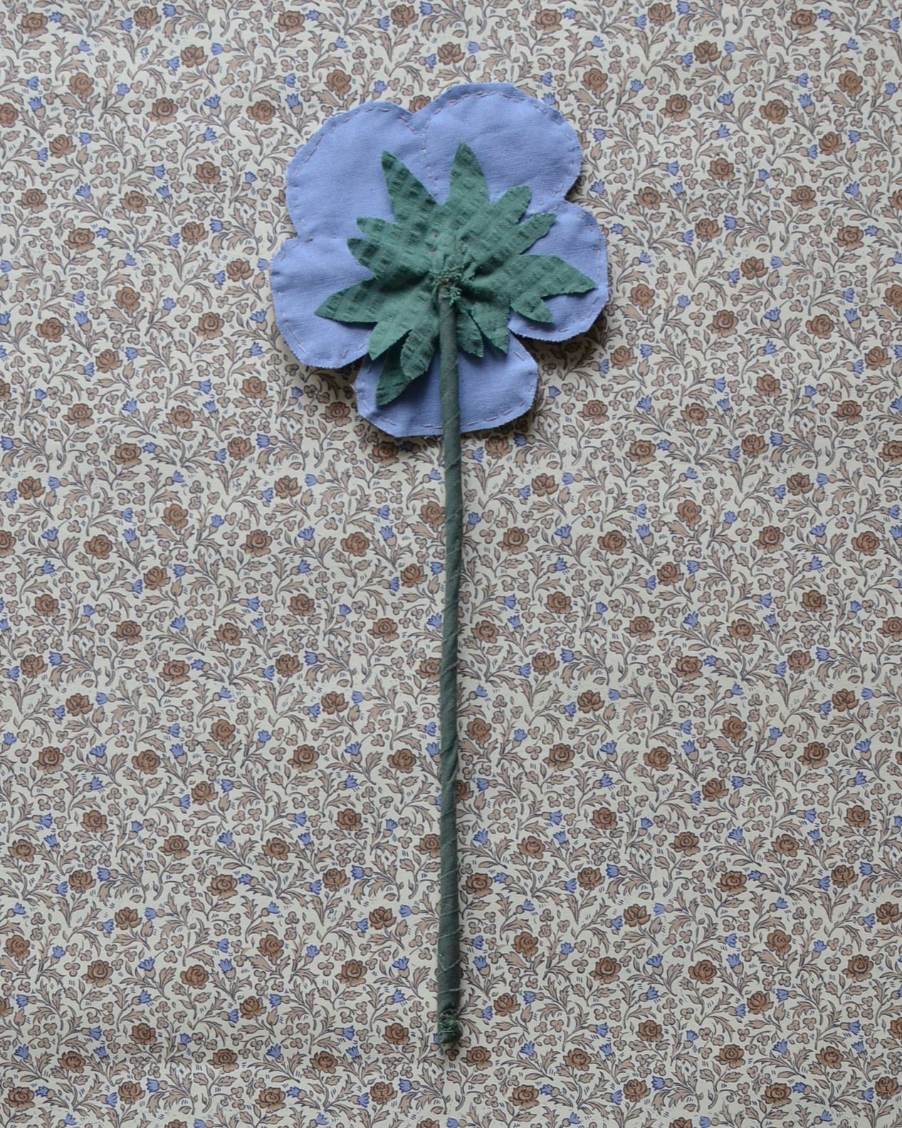 Image of Fabric Flower - Light blue, dark sand and light yellow