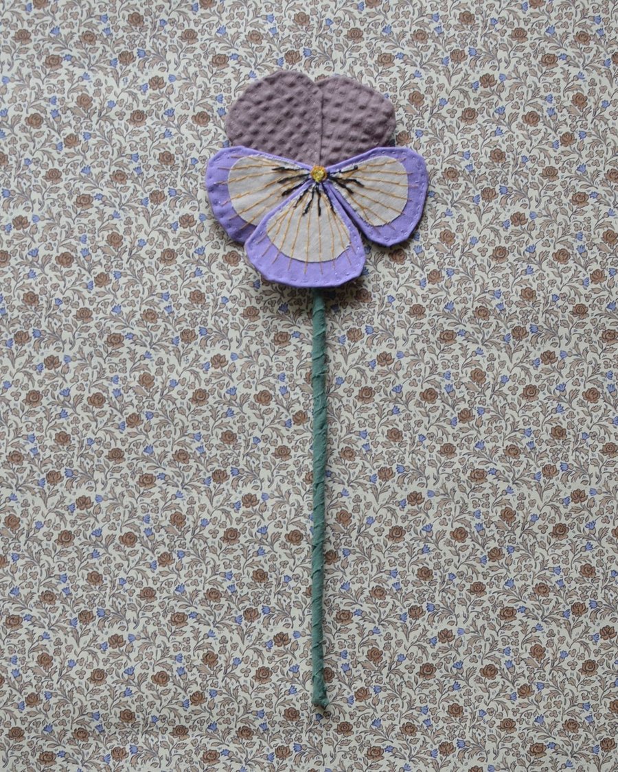 Image of Fabric Flower - Purple and light yellow