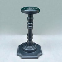 Image 1 of Porte-chapeau vintage en bois tourné noir - support pour chapeau et perruque