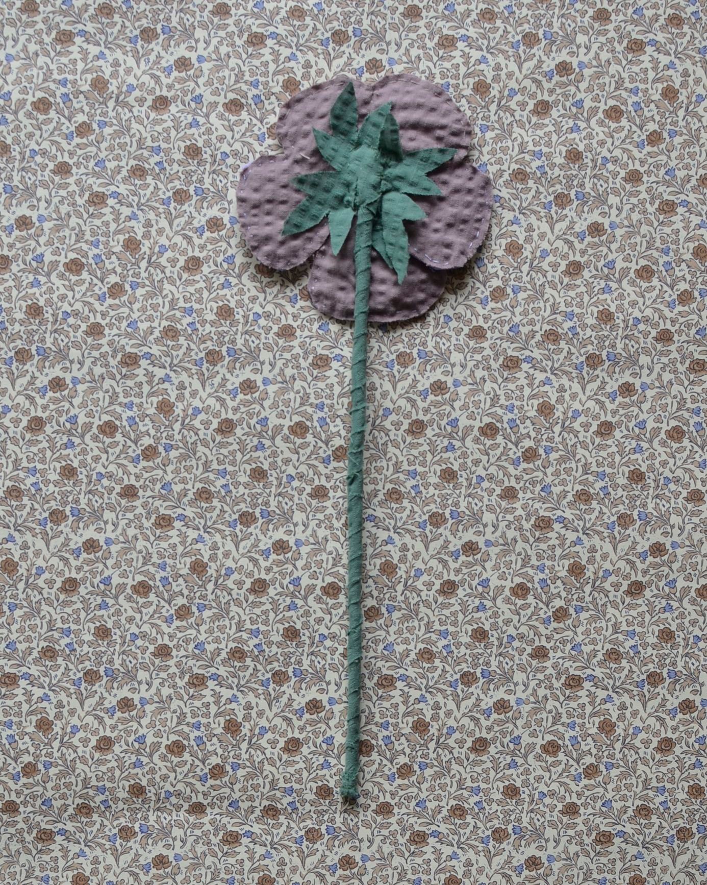 Image of Fabric Flower - Purple and light yellow