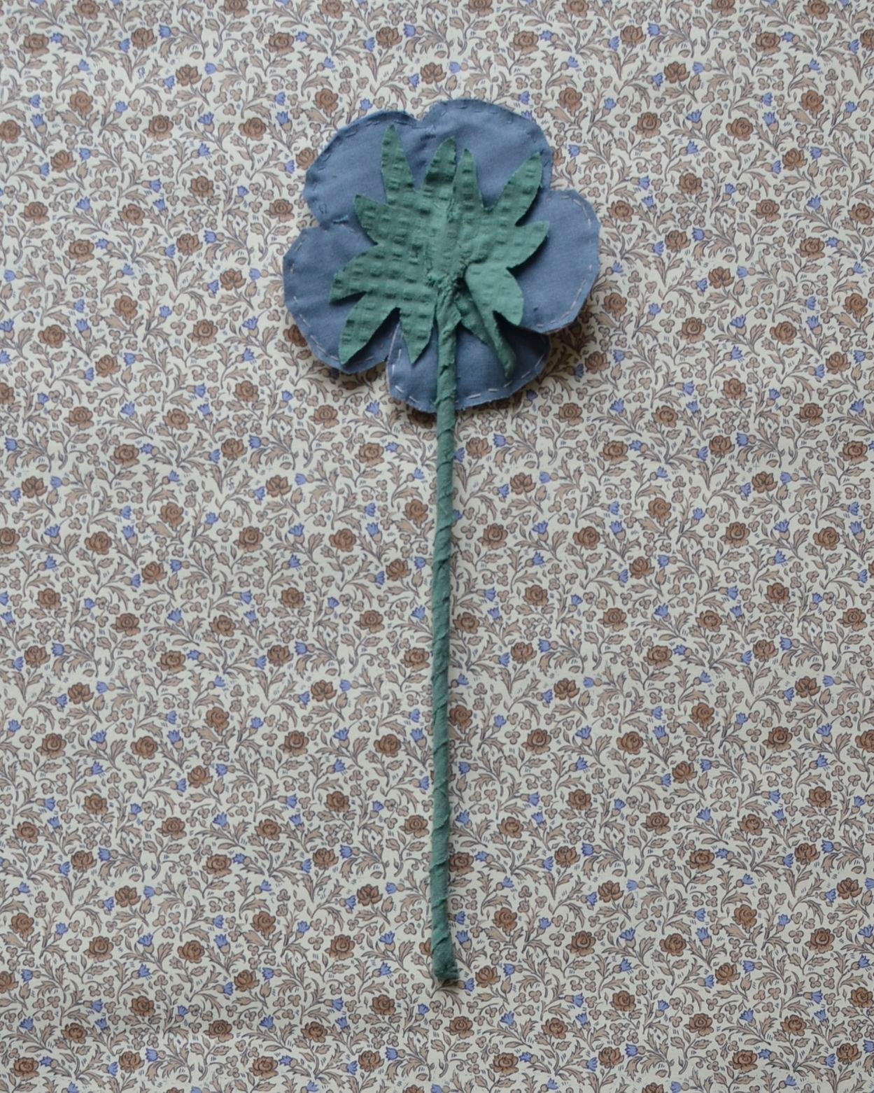 Image of Fabric Flower - Blue and light dusty rose