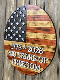 Image 3 of 15” American Flag Door Hanger – “1776–2026 • 250 Years of Freedom”