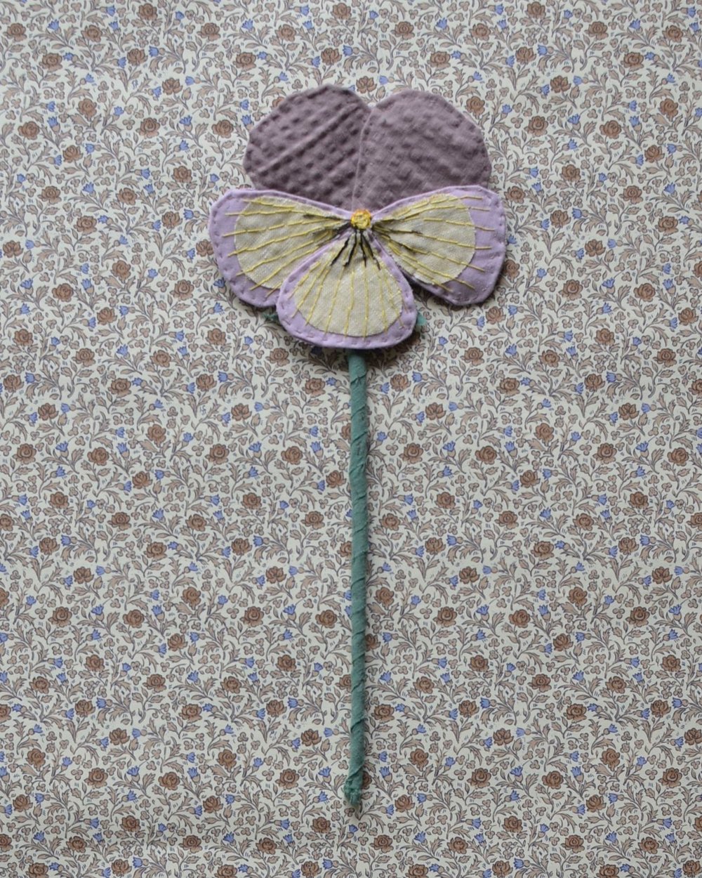 Image of Fabric Flower - Dusty light purple and yellow
