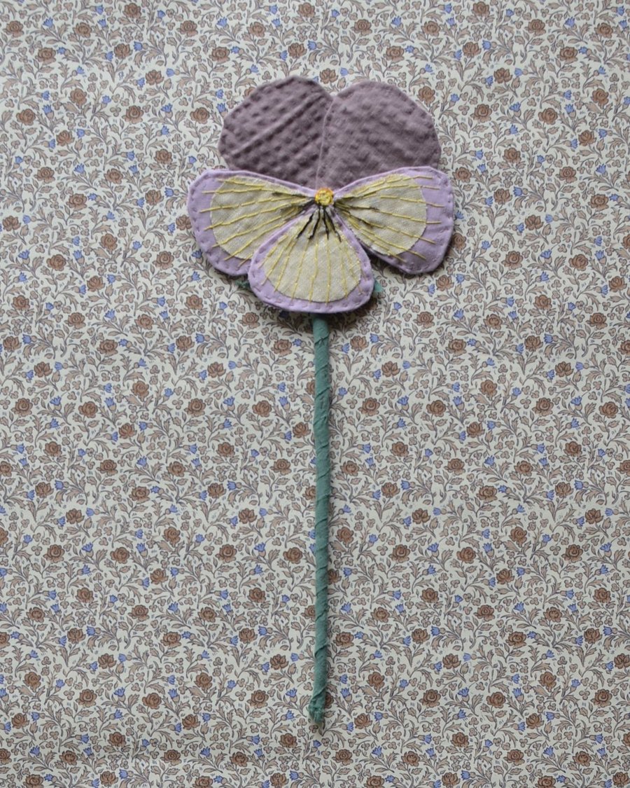 Image of Fabric Flower - Dusty light purple and yellow