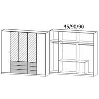 Image 2 of Davora 5 Door Hinged Wardrobe - Grey / Oak