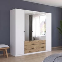 Image 1 of Davora 5 Door Hinged Wardrobe - White / Oak