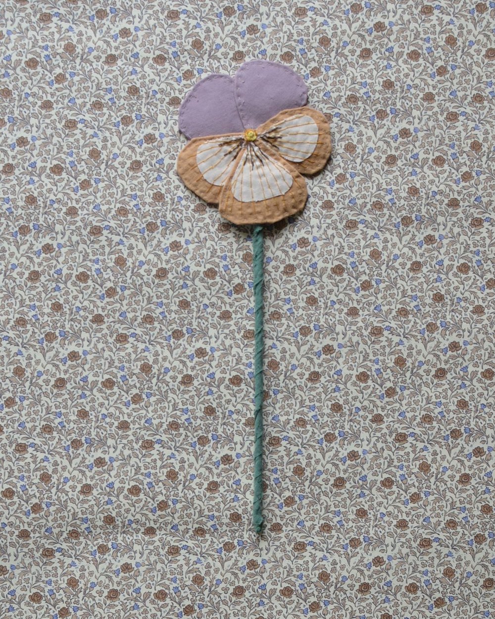 Image of Fabric Flower - Dusty rose purple and caramel