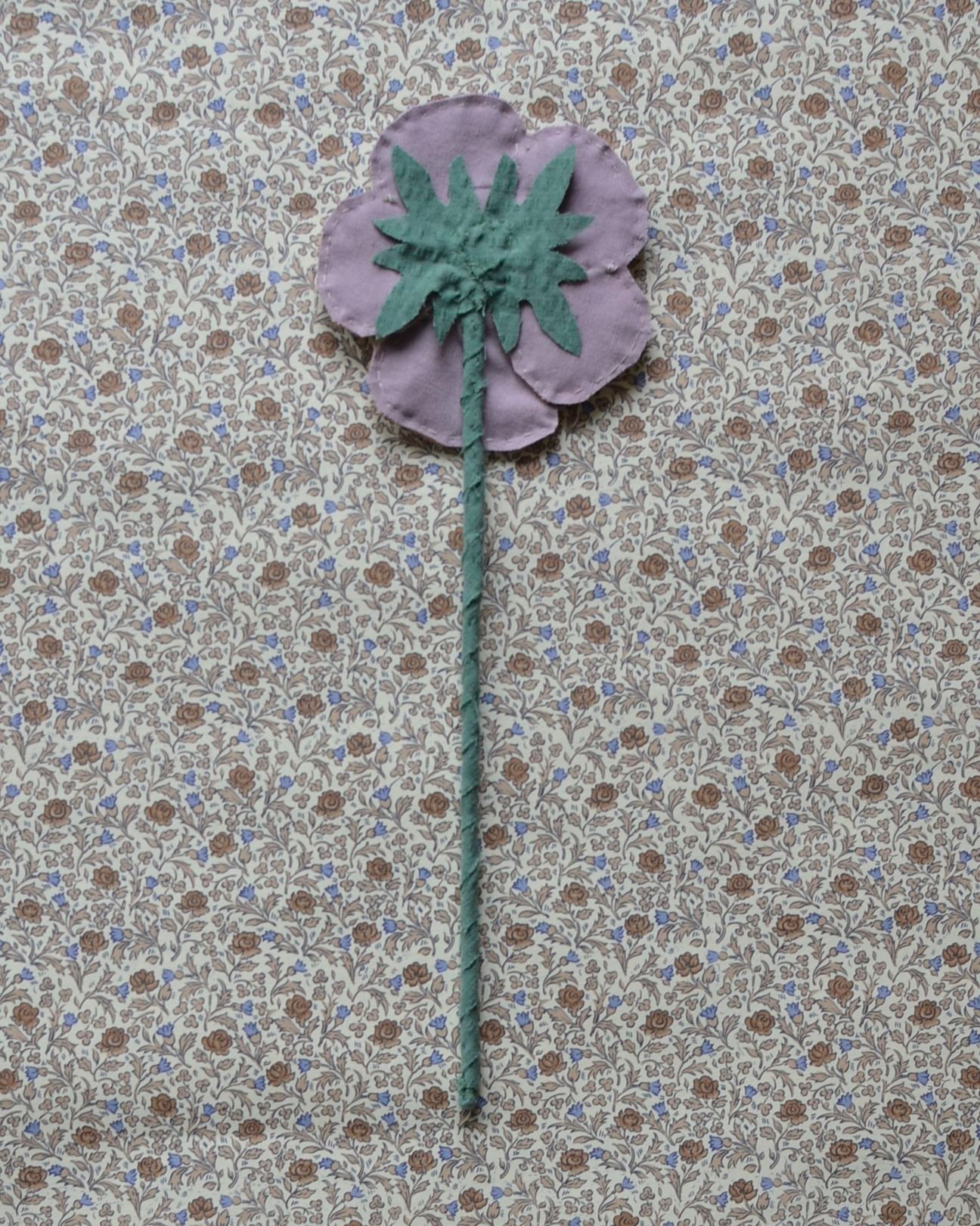 Image of Fabric Flower - Dusty rose purple and caramel