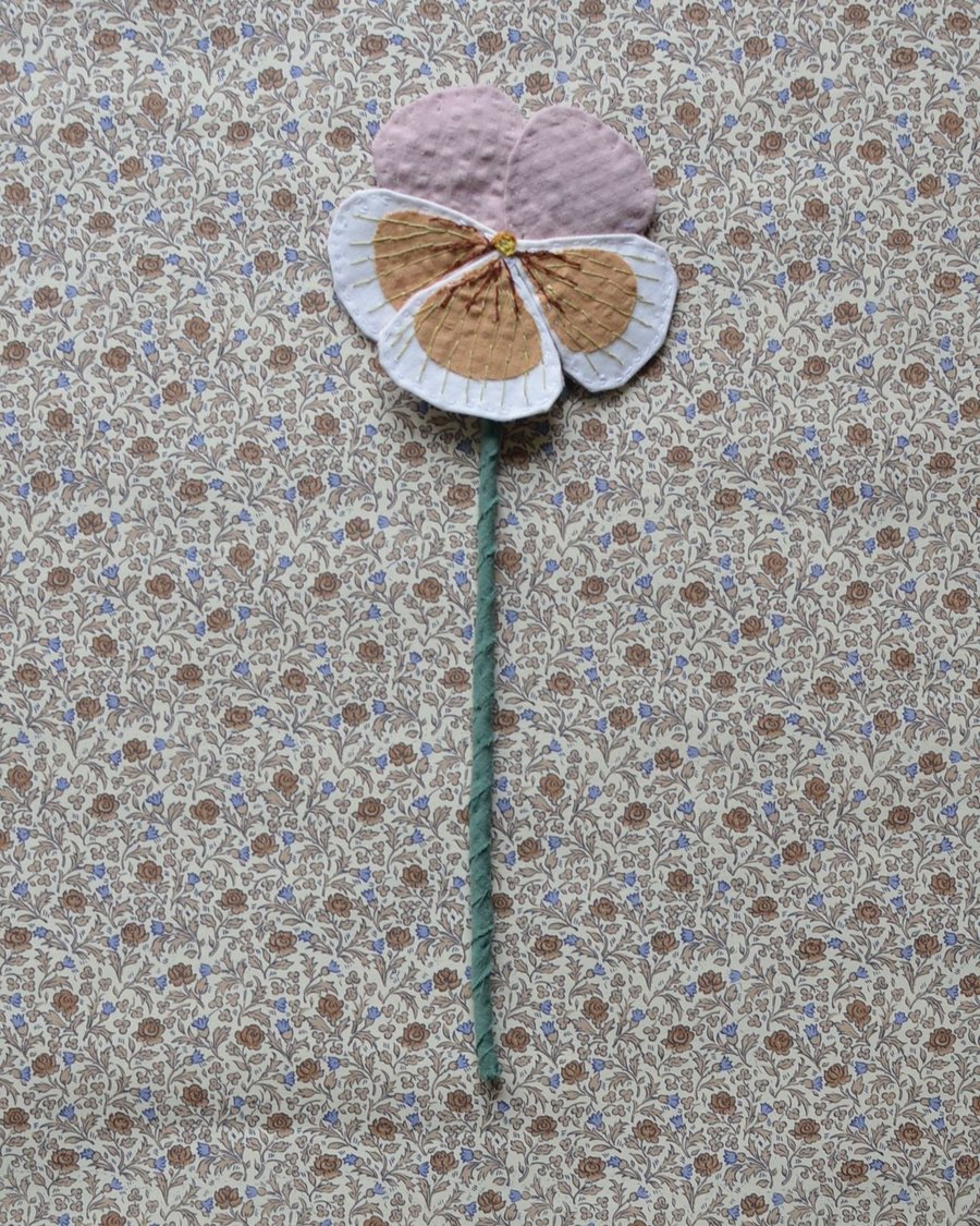 Image of Fabric Flower - Dusty rose, cream and caramel