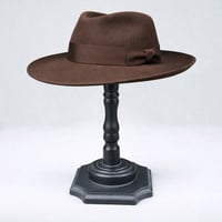 Image 3 of Porte-chapeau vintage en bois tourné noir - support pour chapeau et perruque