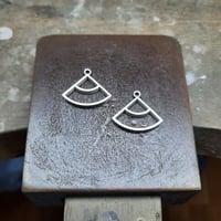 Image 2 of New Quarter Huggie Earrings in Grey/Turquoise