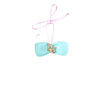 Image 1 of CANDY AQUA/GOLD NECK TIE TOP