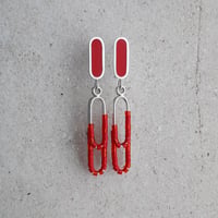 Image 1 of One-of-a-Kind Embellished Red Line Earrings 
