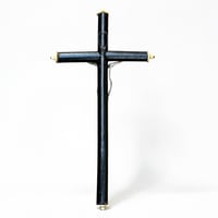 Image 8 of Crucifix ancien Napoléon III - bois noirci et métal argenté Christ avec crâne Memento Mori