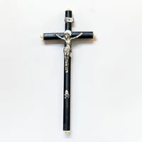 Image 1 of Crucifix antique de Jésus Christ - Napoléon III – Bois noirci et Christ en métal -  XIXe