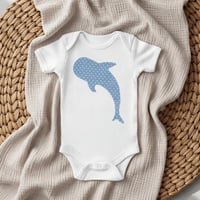 Image 1 of Whale Shark Baby Top Blue Polka Dot Sea Animal Baby Bodysuit Neutral Boys Girls