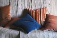 Image 2 of ROSE EARTH. PRINTED STRIPE VELVET OR LINEN with natural linen back or double sided print