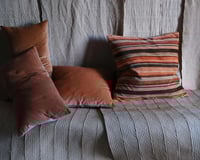 Image 3 of ROSE EARTH. PRINTED STRIPE VELVET OR LINEN with natural linen back or double sided print