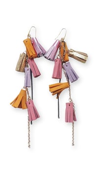 Image 1 of Orecchini pendenti in pelle AFRODITE CASCATA - Sunset