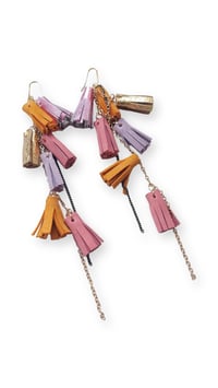 Image 3 of Orecchini pendenti in pelle AFRODITE CASCATA - Sunset