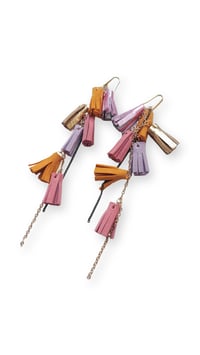 Image 5 of Orecchini pendenti in pelle AFRODITE CASCATA - Sunset