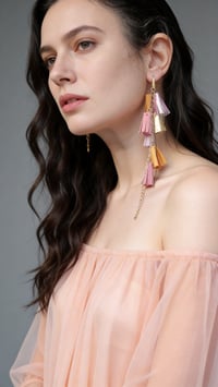 Image 4 of Orecchini pendenti in pelle AFRODITE CASCATA - Sunset