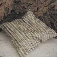 Image 1 of STEEL/GREY. PRINTED STRIPE VELVET OR LINEN with natural linen back or double sided print