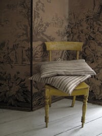 Image 2 of STEEL/GREY. PRINTED STRIPE VELVET OR LINEN with natural linen back or double sided print