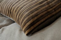 Image 4 of STEEL/GREY. PRINTED STRIPE VELVET OR LINEN with natural linen back or double sided print