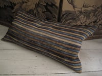 Image 1 of TEAL/TABAC. PRINTED STRIPE VELVET OR LINEN with natural linen back or double sided print