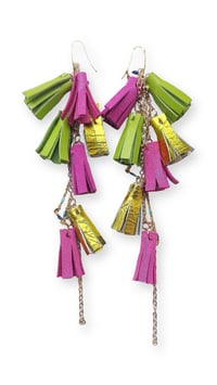 Image 1 of Orecchini pendenti in pelle AFRODITE CASCATA - Tropical