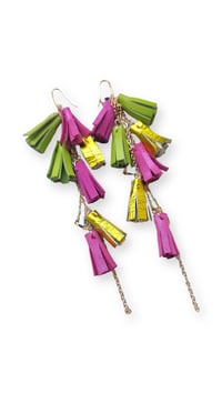 Image 3 of Orecchini pendenti in pelle AFRODITE CASCATA - Tropical