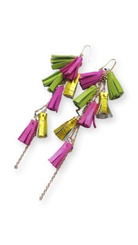 Image 5 of Orecchini pendenti in pelle AFRODITE CASCATA - Tropical