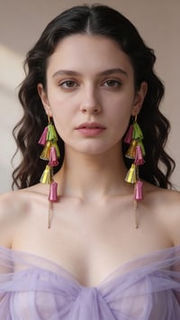 Image 4 of Orecchini pendenti in pelle AFRODITE CASCATA - Tropical