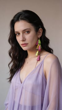 Image 2 of Orecchini pendenti in pelle AFRODITE CASCATA - Tropical