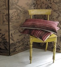 Image 3 of CARMINE/IRON. PRINTED STRIPE VELVET OR LINEN with natural linen back or double sided print