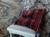 Image 4 of CARMINE/IRON. PRINTED STRIPE VELVET OR LINEN with natural linen back or double sided print