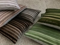 Image 2 of COCOA/DUST. PRINTED STRIPE VELVET OR LINEN with natural linen back or double sided print