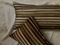 Image 1 of COCOA/DUST. PRINTED STRIPE VELVET OR LINEN with natural linen back or double sided print